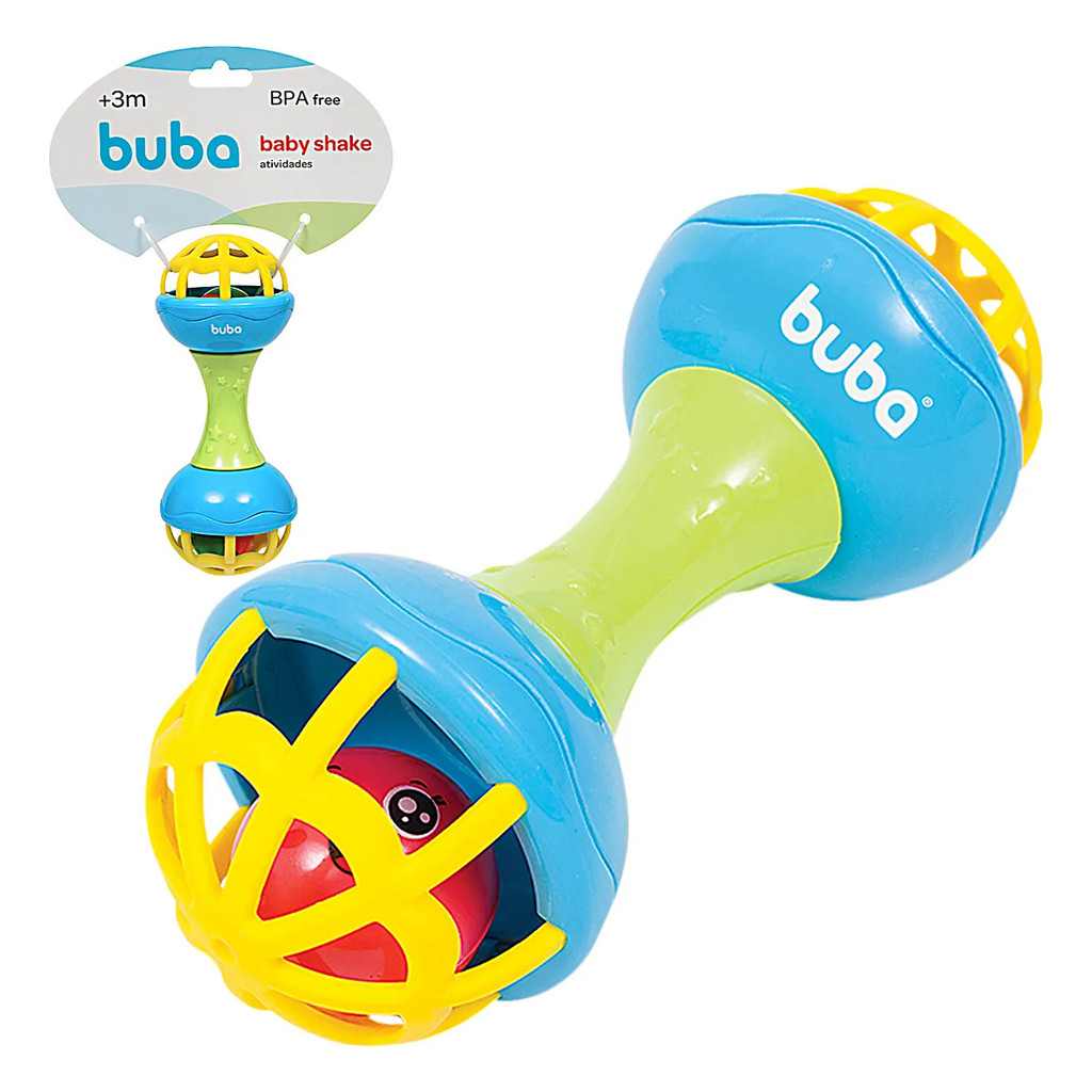 Chocalho Bebê Buba Baby Shake Atividades Mordedor Bebê Sensorial Infantil 09917 Colorido