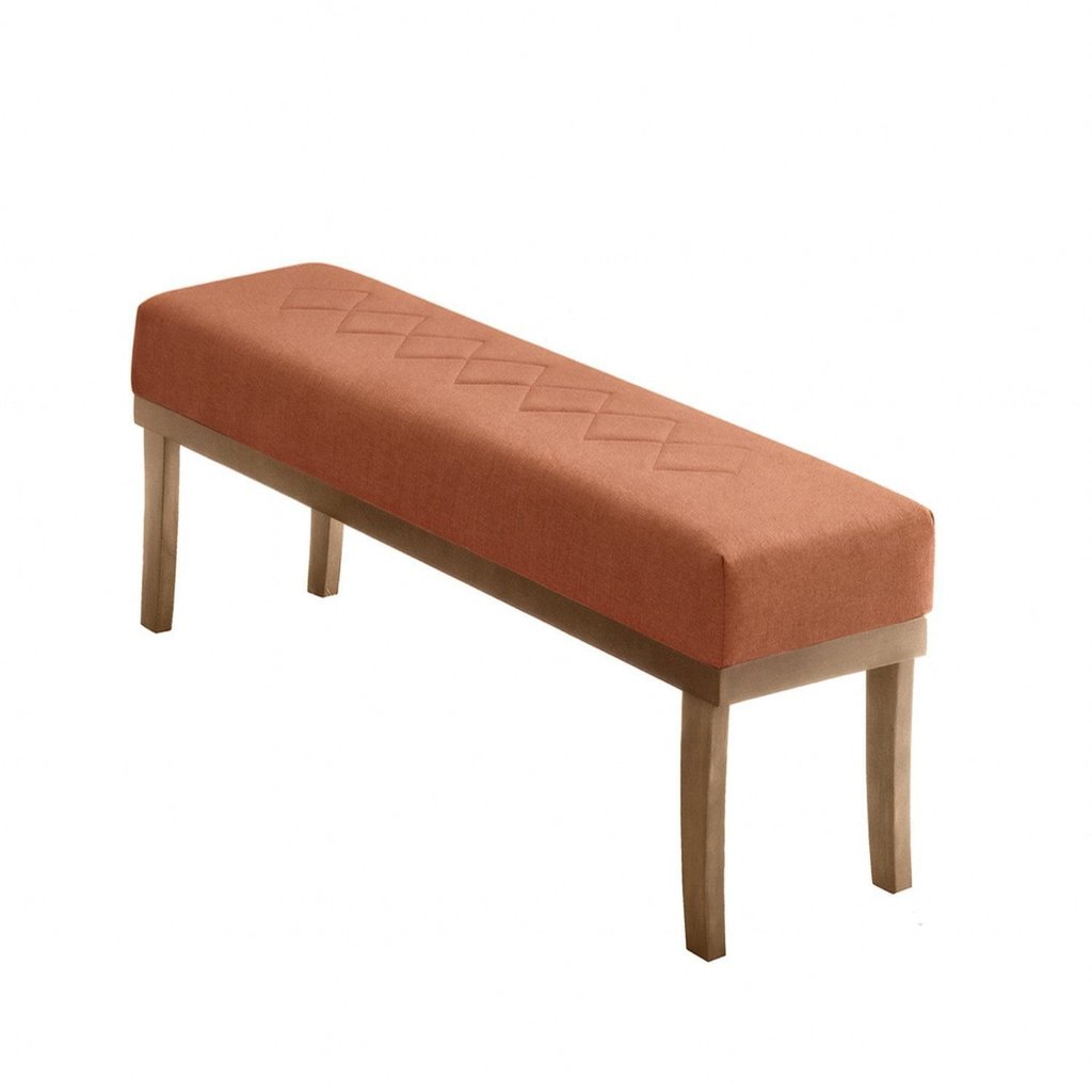 Puff para Sala de Estar em Linho 140cm Theo Marrom Terracota/Mel