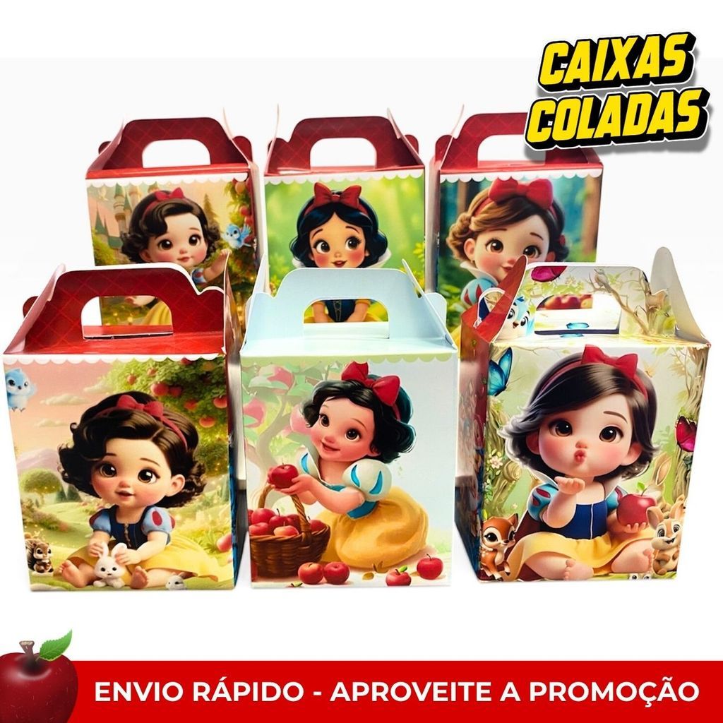 Caixa Maleta Branca de Neve Baby Cute  Lembrancinha Festa Infantil Princesa  Caixa maletinha Luxo