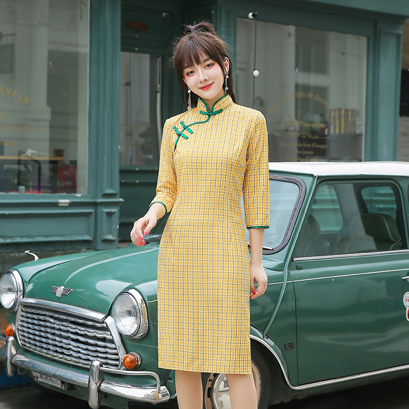 Mãe usar cheongsam vestido nobre estilo ocidental 2021 novo estilo largo senhora vestido de meia-idade feminino vestido