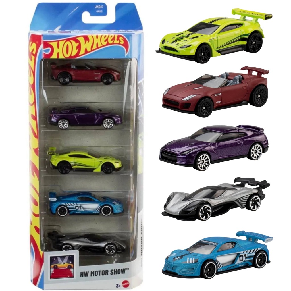 Hot Wheels Motor Show Pack 5 Carrinhos 1:64 Gtr - Mattel