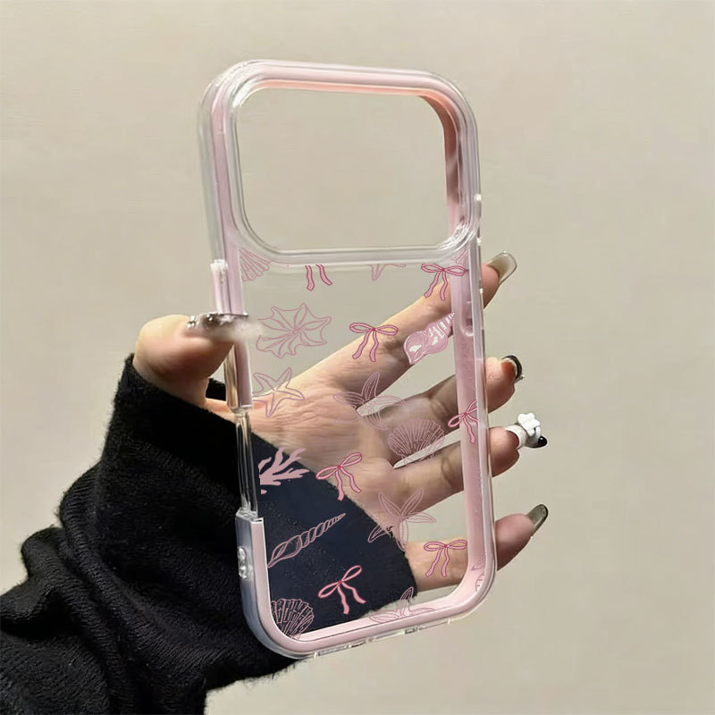 Capinha de Bintang laut dan pita merah muda Adequado Para iPhone 17 11 12 13 15 14 16 Pro Max XR XS Max Capa TPUchoque
