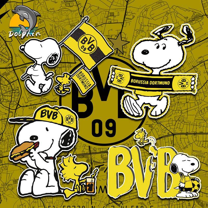 Dortmund Fans Joint Name Snoopy Flag Reflective Car Stickers Electric Motorcycle Scratch Cover Car Body Sticker gkgB