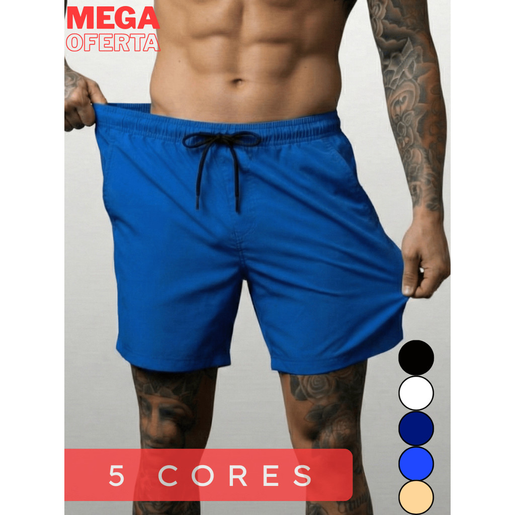 Bermuda Shorts Masculino Elastano Basico Liso de Academia Exercicio Praia Casual Verão - P ao G4PLUS
