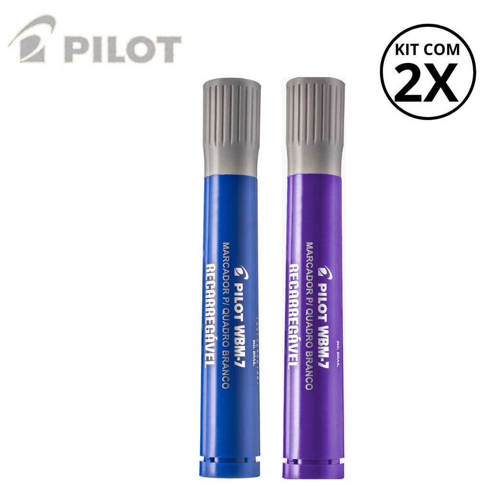 Kit com 2 Marcadores Para Quadro Branco WBM-7- PILOT Cor:Azul+Violeta