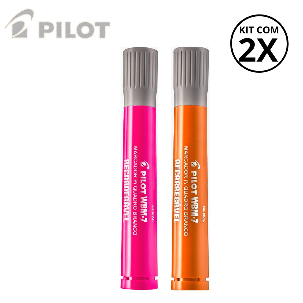 Kit com 2 Marcadores Para Quadro Branco WBM-7- PILOT Cor:Rosa+Laranja