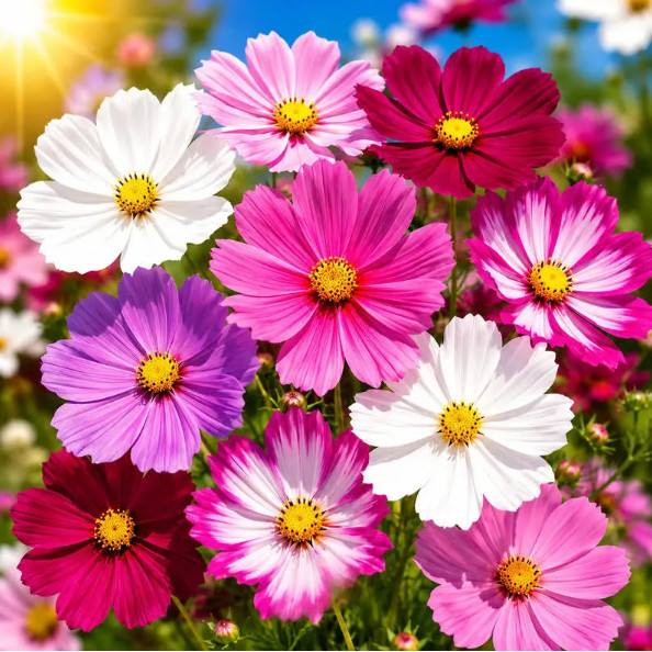 Sementes Flor Cosmos Sensação Sortida Para Vasos Canteiros Jardim Horta