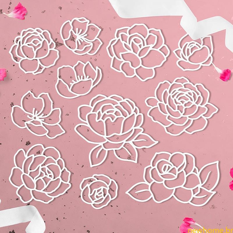 Nova Rosa Corte Metal Selos Modelo Molde Estênceis