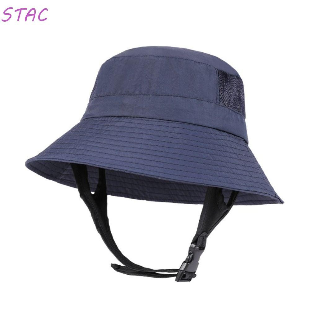Chapéu de Praia STAC para Surf, Chapéu de Pesca Ajustável e Impermeável com Tira para o Queixo, Chapéu de Sol Dobrável c