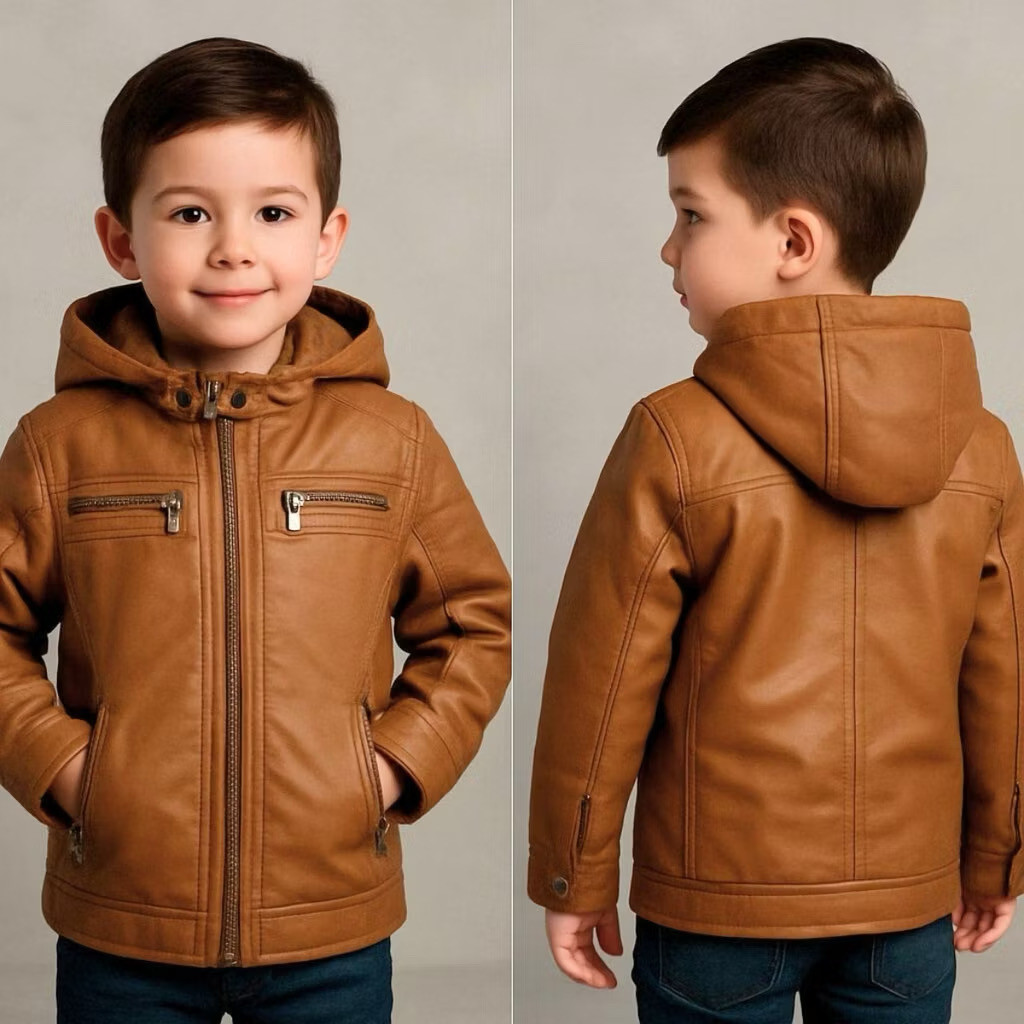 Jaqueta Infantil Couro Masculino Forrada Inverno Casaco Menino Juvenil Luxo Premium Blusa De Frio Social Elegante