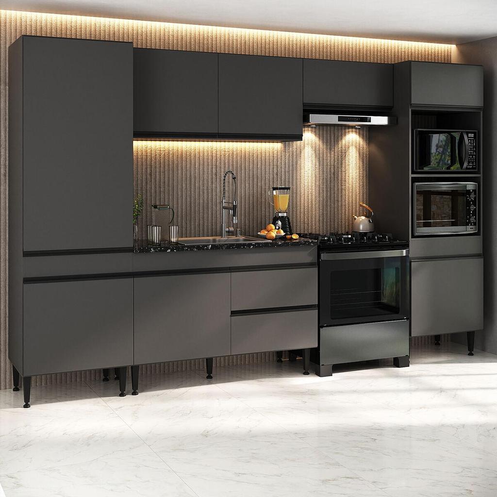 Armário de Cozinha Modulada Completa 313cm Milano Multimóveis MP2396