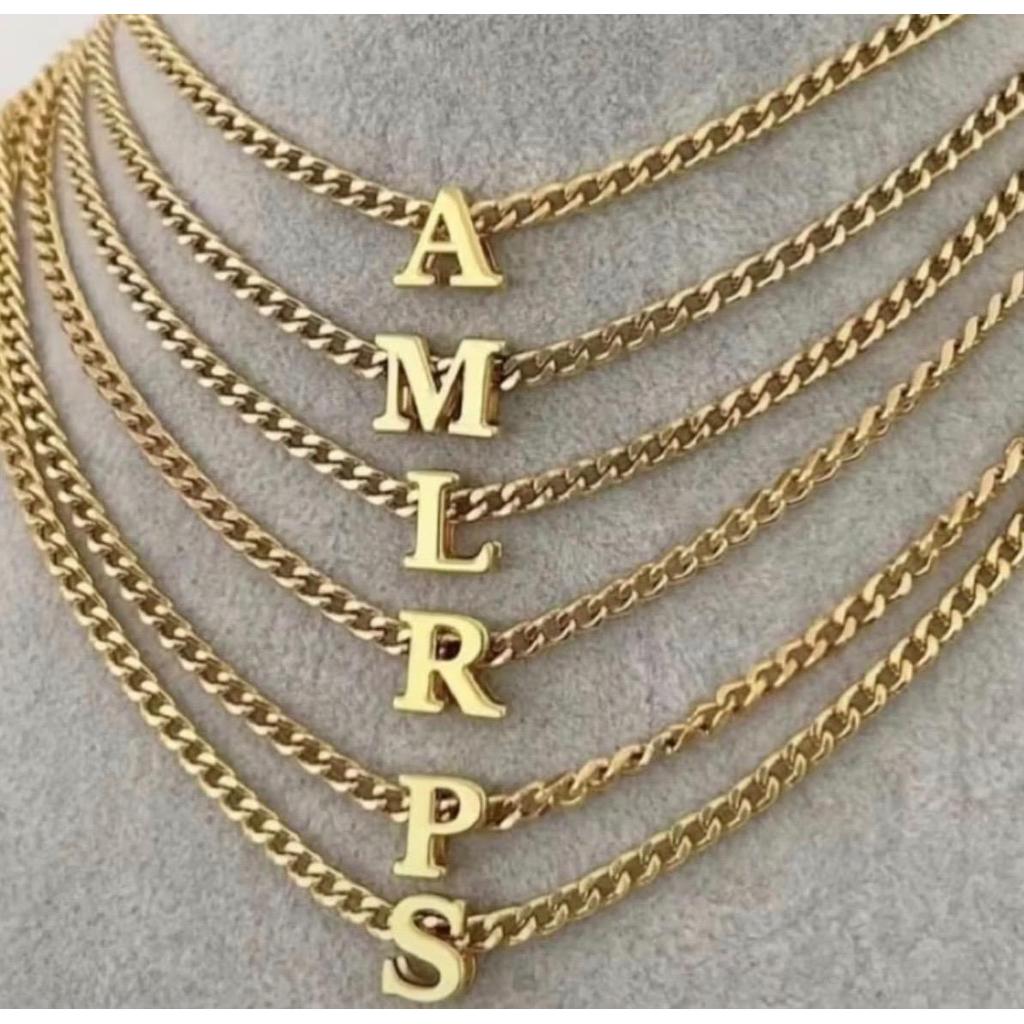 Colar Choker Elegante com Pingente de Letra Inicial do Nome Banhado a Ouro 18K Não fica preto