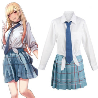 Cosplay de Anime Marin Kitagawa, Wakana Gojo, My Dress Up Dear, Roupa, Saia Plissada, Uniforme Escolar JK, Peruca S DS56