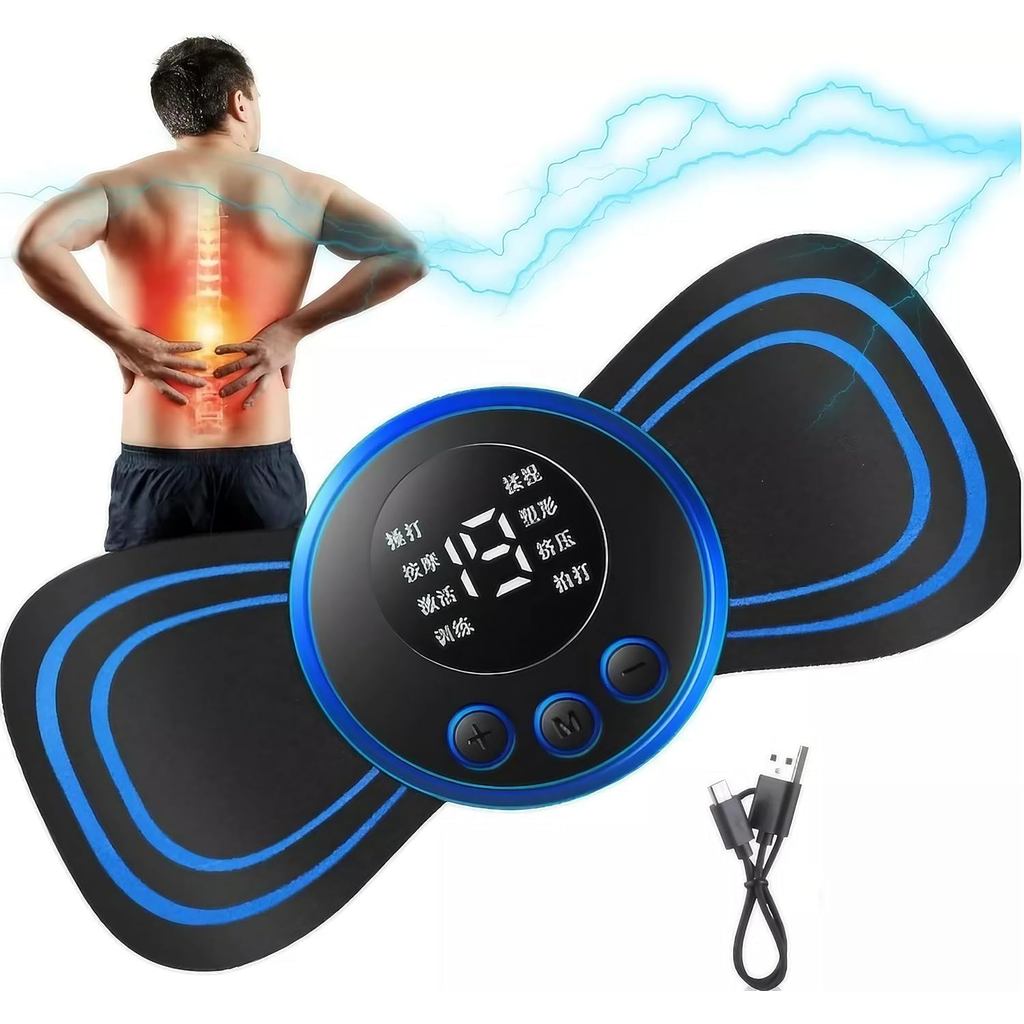 Mini Massageador Pulso Elétrico Portátil Recarregável Dor Muscular Pescoço Coluna Costas Pernas Ems - YODHE