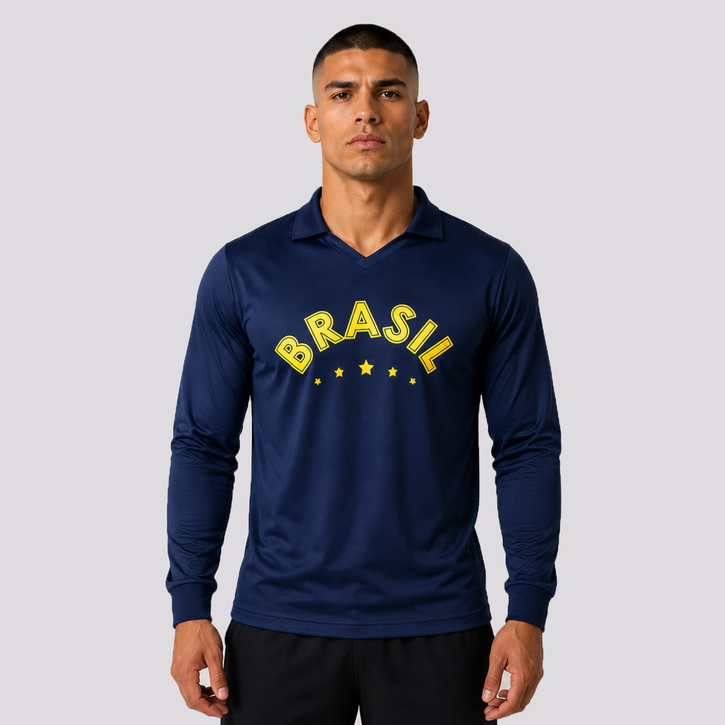 Camisa Brasil Seleça Manga Longa Marinho