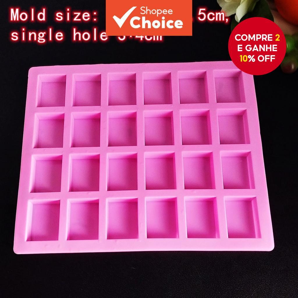 1pc 24 Pequeno Molde Quadrado De Silicone Chocolate Aromaterapia Em Gesso Sabonete Feito A Mão Cubo De Gelo em Oferta na Shopee