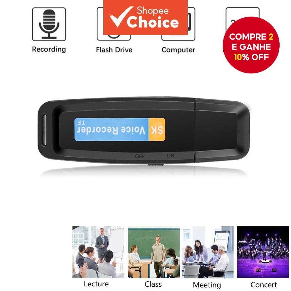Mini Gravador De Voz Em Forma De U , Ditafone Digital , Áudio , USB 2.0 , Unidade Flash De Som Para Cartão Micro SD TF D em Oferta na Shopee