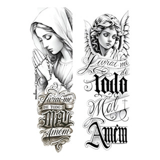 Duas Tatuagens Temporaria Frases Com Imagens 10x28 Cada em Oferta na Shopee