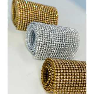 Manta de Strass para Artesanato Dourada Prata Colorida 45Cm Artesanato em Oferta na Shopee