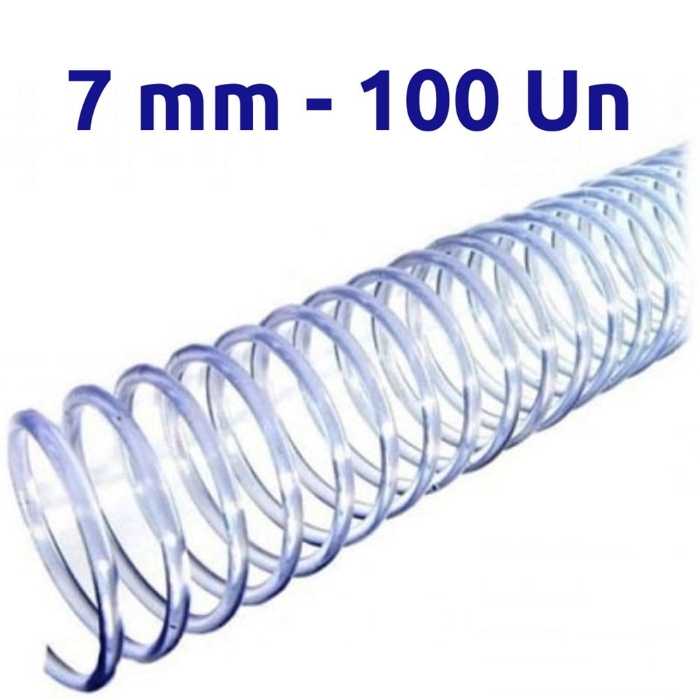 ESPIRAL PARA ENCADERNAÇÃO - 07MM PARA 30 FLS - 100 UN - CRISTAL