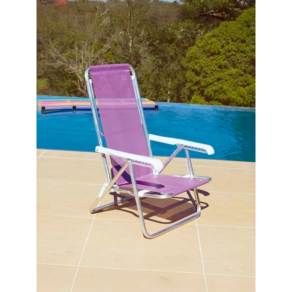 Cadeira De Praia Mor Reclinável 8 Posições Até 100kg Reforçada Alumínio Piscina Lagoa Camping — imagem 2 de 2