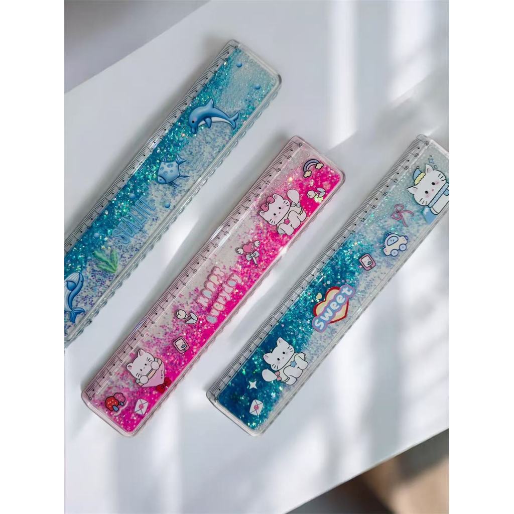 Régua 20cm – Brilho, Glitter com liquido  e Muita Fofura! | Novidade Infantil