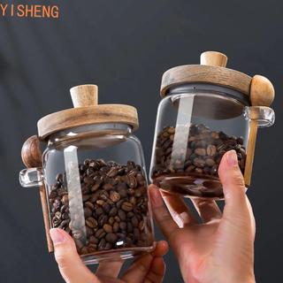 Recipientes Selados De Vidro YISHENG , Com Tampa , Alça Superior , Jarra De Armazenamento De Grãos De Café Colher