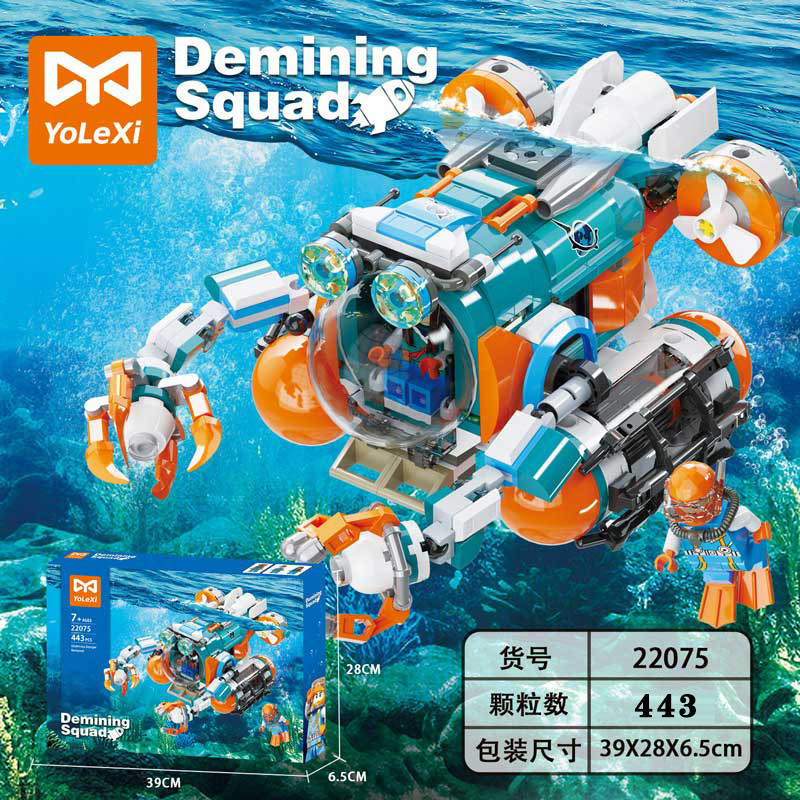Compatível Lego blocos de construção oceano exploração navio mar profundo submarino lancha crianças educação científica
