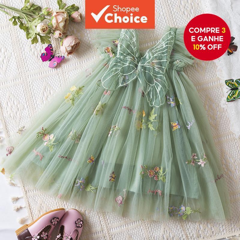 Vestido De Primeiro Aniversário Para Bebês Meninas , Tule Borboleta 3D , Roupa De Princesa Com Bordado Floral