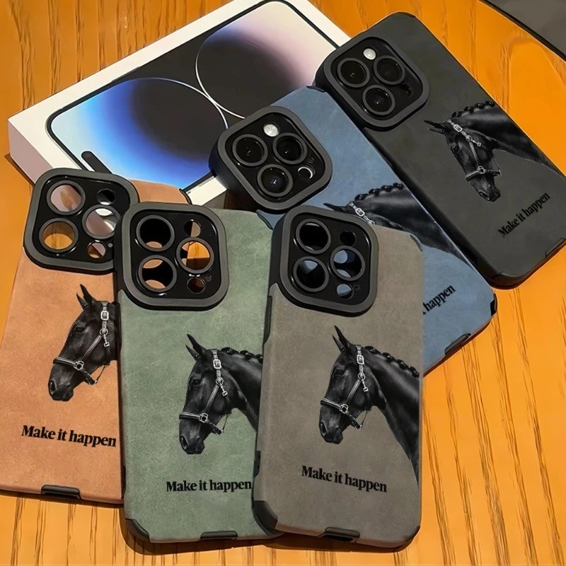 Faça Acontecer Texto E Cavalo Caso De Telefone Para iPhone 17 16 15 Pro 14 13 12 11 Max 16 Plus Capa De Silicone De Cour
