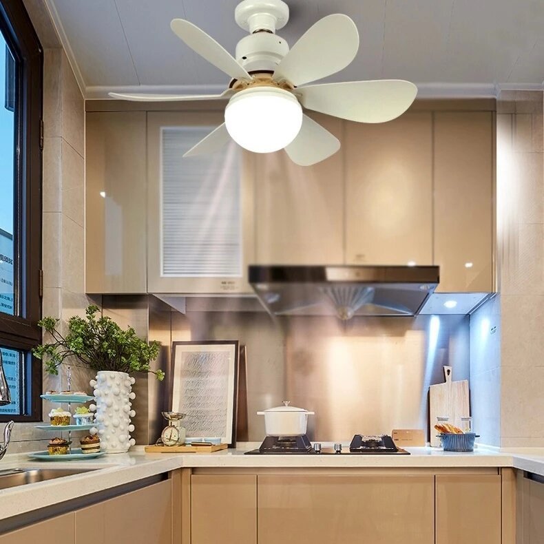 Ventilador Lâmpada De Teto Com Luz De 6 Hélices Wind Light Silent Controle Remoto, E27 110V-220V