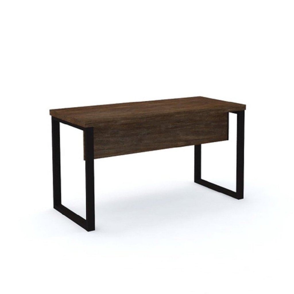 Mesa de Escritório Madeira 150x60x75cm M150/60pe40tub 150cm Industrial Embua Terra E Preto Embua Terra/Preto