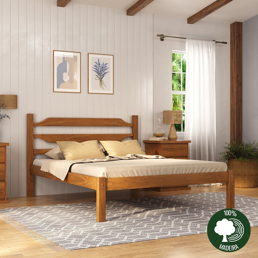 Cama Porteira 1,40 madeira maciça Casal