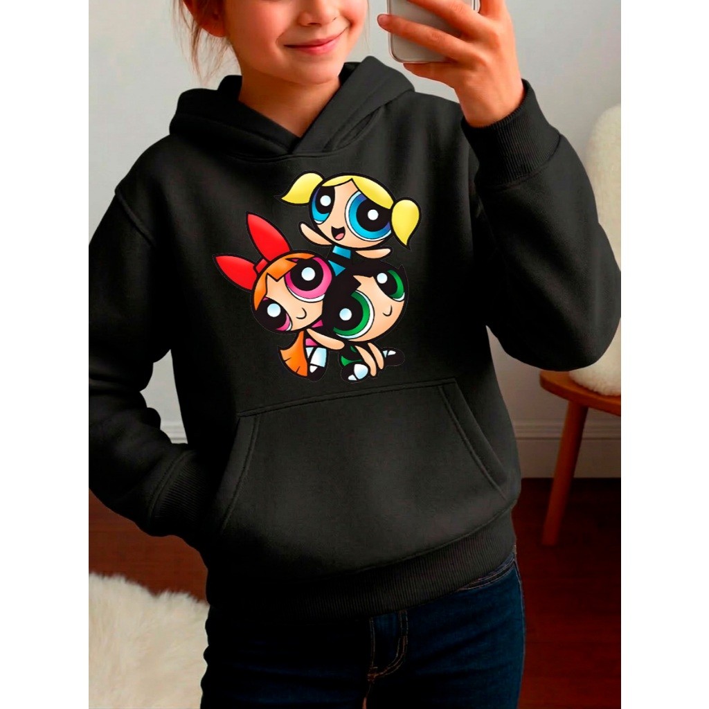 Moletom Infantil Feminino Meninas Super Poderosas Super Macio Confortável Estampa Personagem Quentinho Inverno | MTS