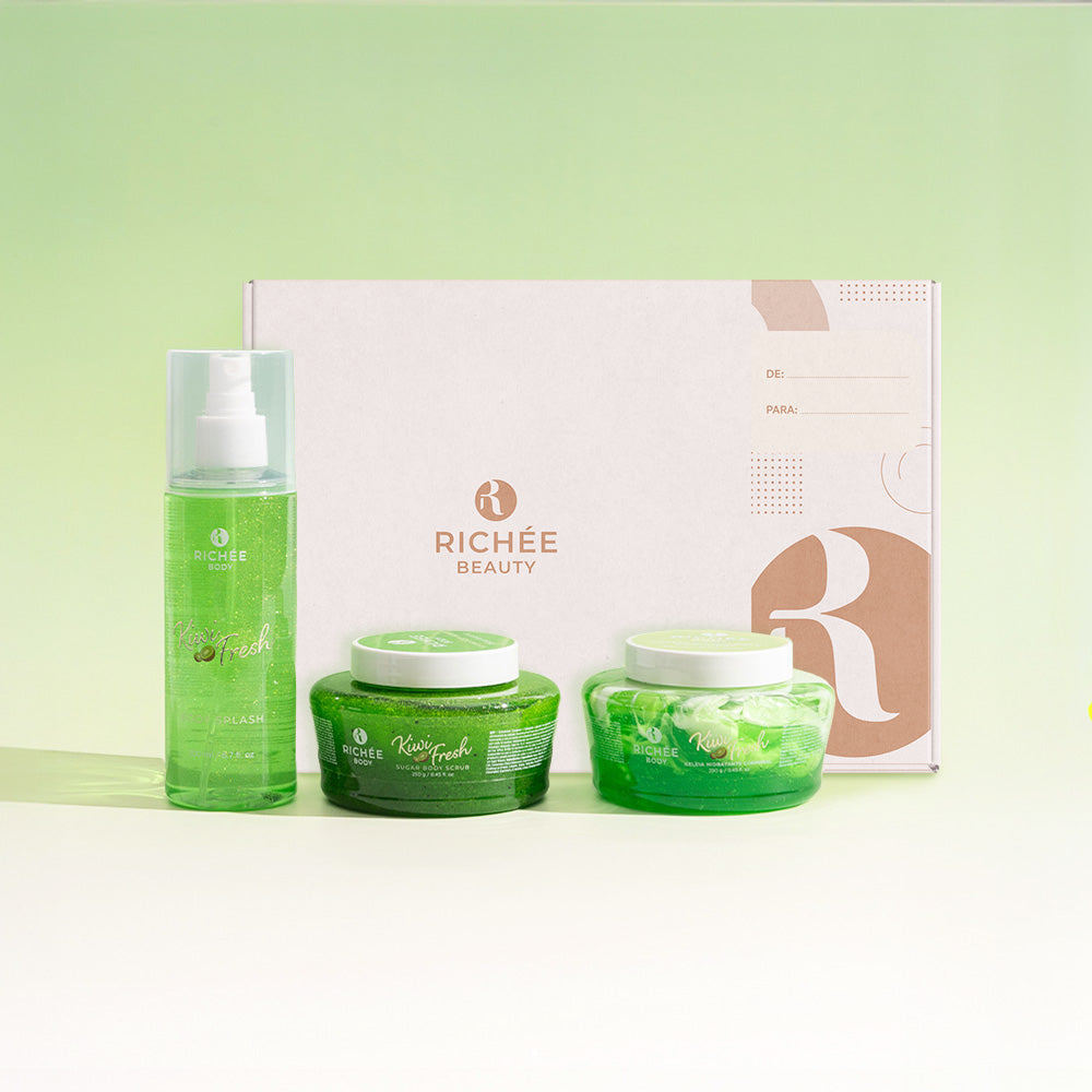 Richée Body Kit Esfoliante, Body Splash e Geleia Hidratante Kiwi