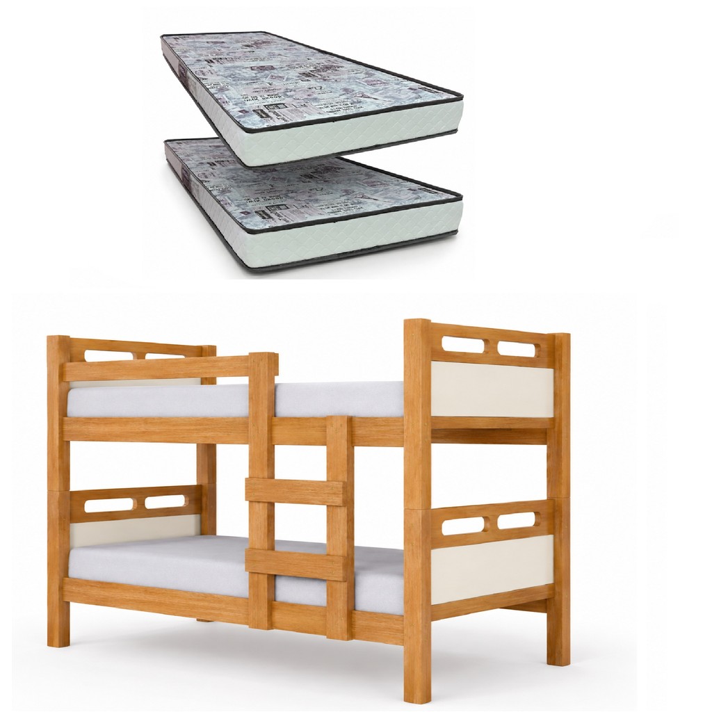 Beliche Princesa Infantil Freijo/Offwhite Alta Resistência 100% MDF + 2 Colchão D23 Gazin
