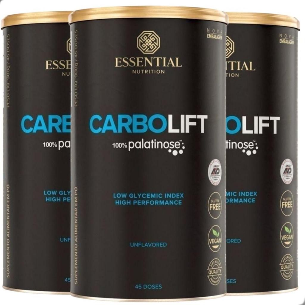 Kit 3 Carbolift 100% Palatinose 900g Energia Essential