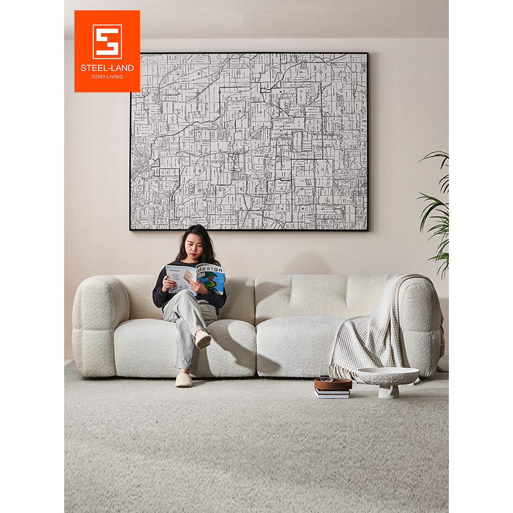 Sofá de tecido Sterolan grande branco sala de estar pequeno apartamento sofá de três pessoas leve luxo High-End sofá sal