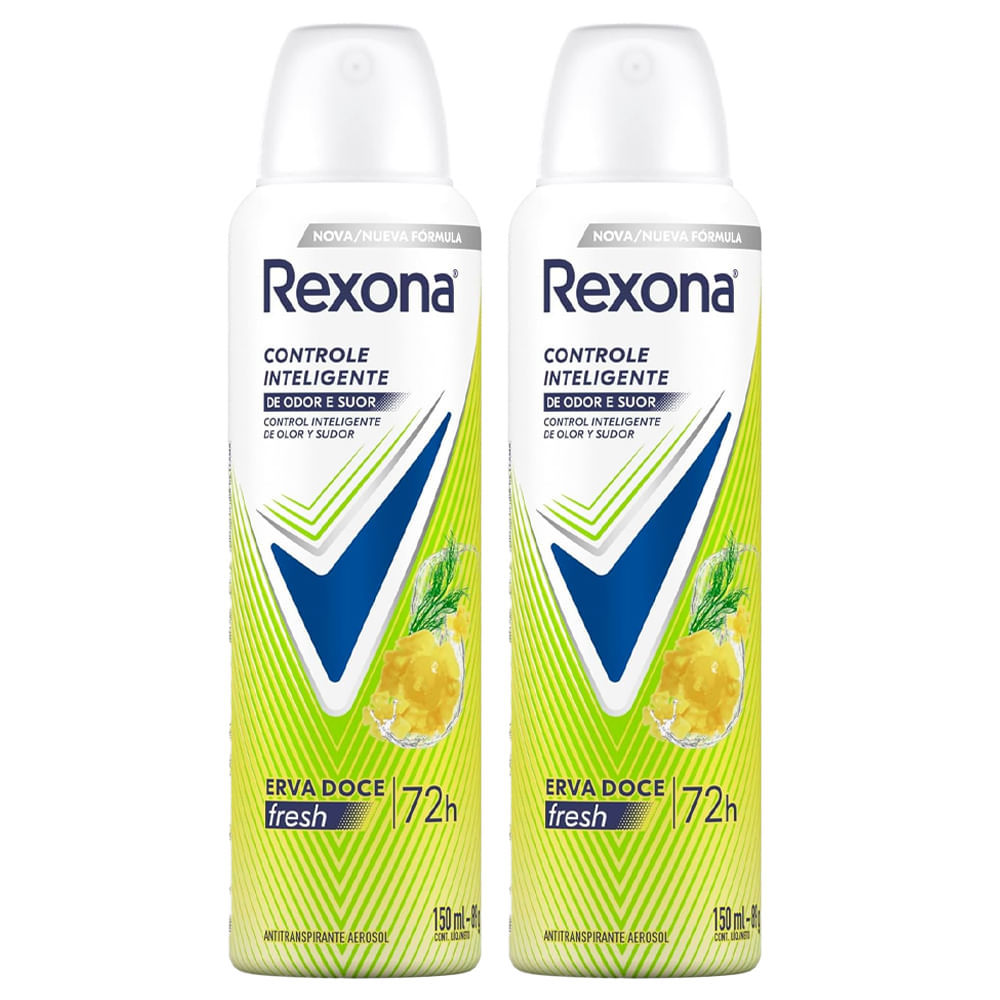 Kit Desodorante Aerosol Rexona Erva Doce Feminino 150ml - 2 unidades