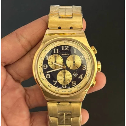 Relogio Masculino Swatch Irony Dourado & Prata Com Caixa Velcro