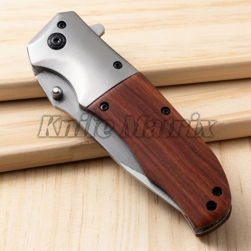 Canivete Semi Automático Cabo de Madeira Com Clip TC29 KNIFE MATRIX