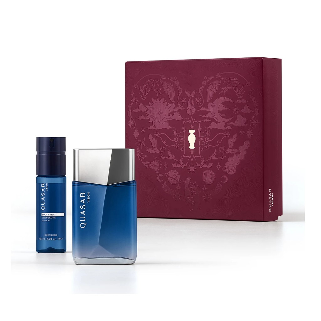 KIT PRESENTE QUASAR VISION AMOR 2026 (1 Quasar Vision Desodorante Colônia 100ml +1 Body Spray 100ml)