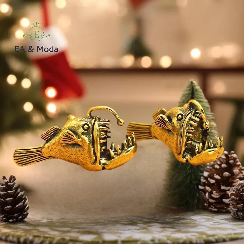 EA & Moda Latão Oceano Pescador Observando Peixes Animais Marinhos Modelo Aquário Decoração Miniaturas Brinquedos Infant