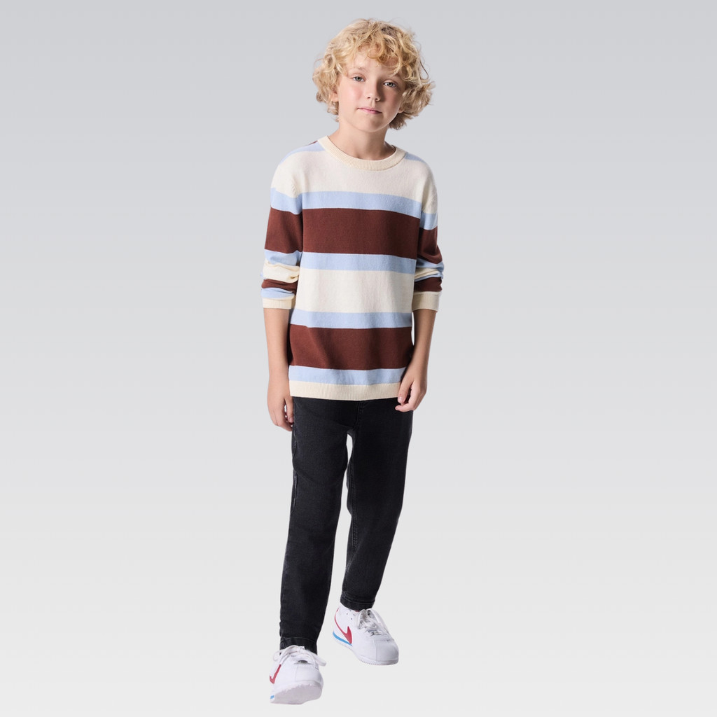 Blusão Tricô Infantil Menino Listrado Hering Algodão