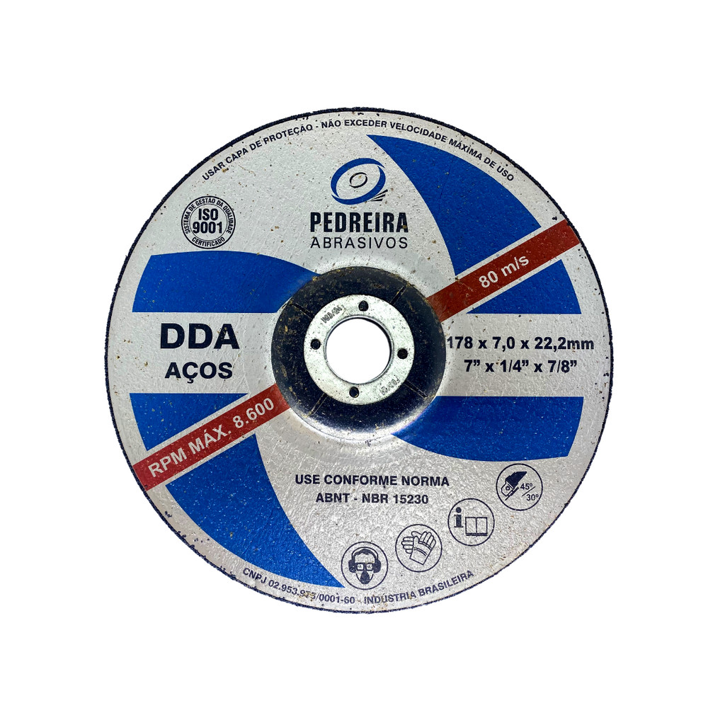 DISCO DE DESBASTE 7 X 1/4 X 7/8 - AÇO - PEDREIRA - KIT 05 UND