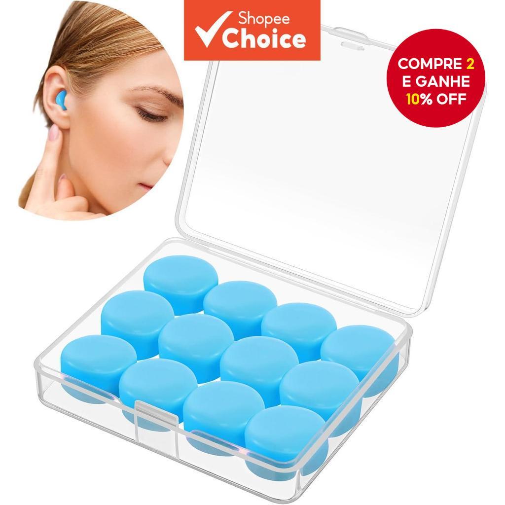 TrelaCo 12 Pares de Protetores Auriculares de Silicone Macio para Dormir, Protetores Auditivos Reutilizáveis Moldáveis em Oferta na Shopee