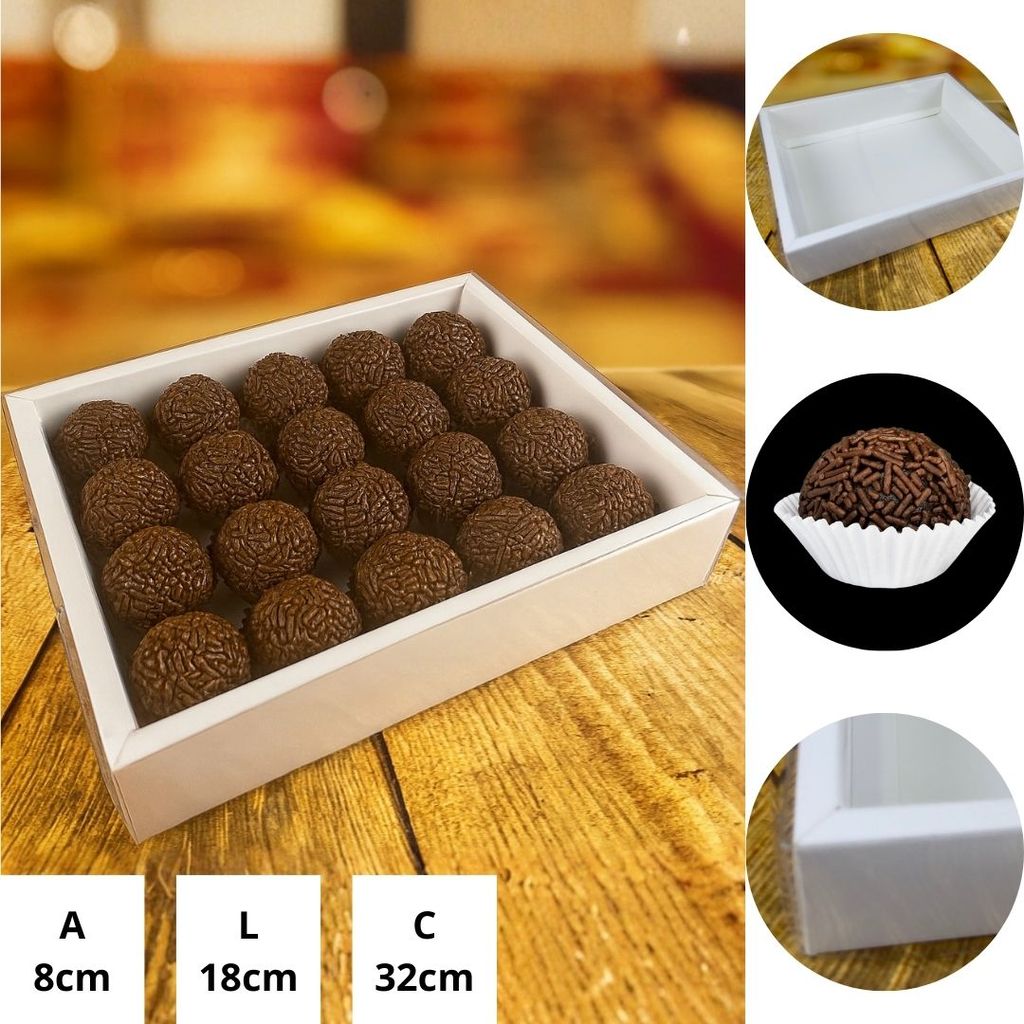 10 CAIXA P/ 20 DOCES BRANCA MOLDURA RETANGULAR 19,3X15,5X4 (YIN) P0349 em Oferta na Shopee