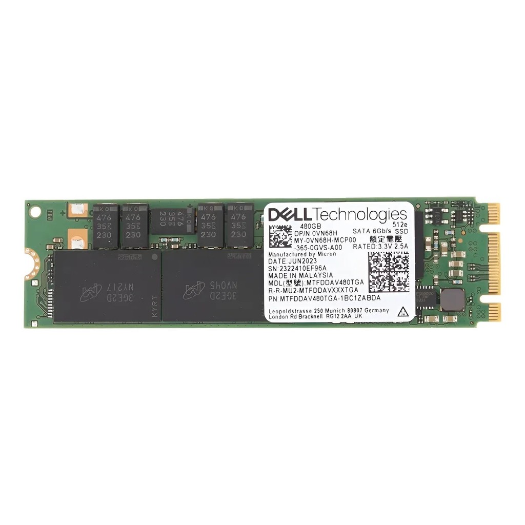 NGFF SATA M.2 Dell 480 Gb Sata M.2 2280 6g Ssd Vn68h, Mtfddav480tga Verde Sem Case