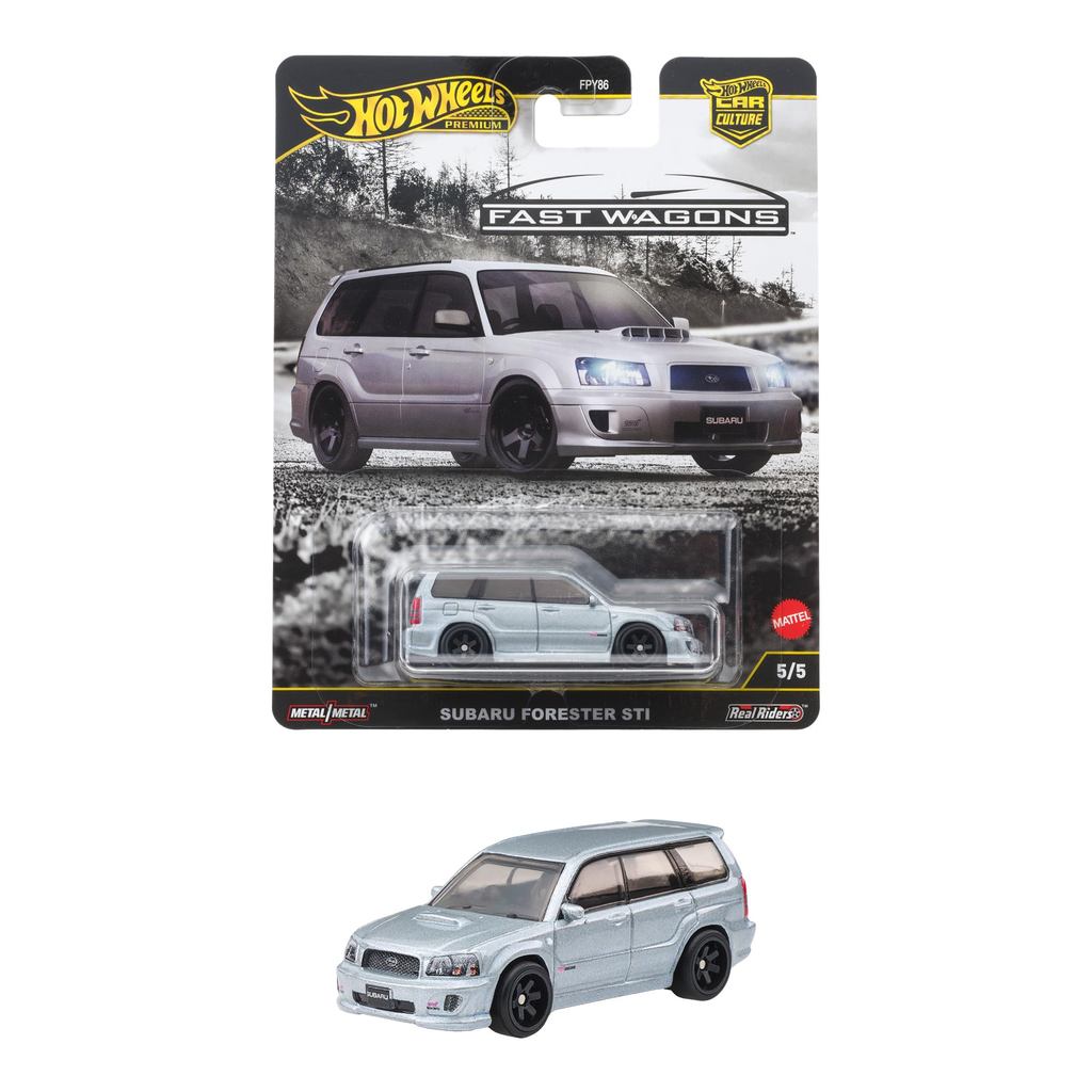 Hot Wheels Car Culture Fast Wagon Subaru Forester STI Veículo Brinquedo Mini Carro 3 anos de idade e acima Prata JBK87