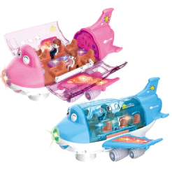 Avião Jatinho Brinquedo Infantil Musical Bate Volta Gira 360° Luz Aeronave Abre Porta Roda Kizumba
